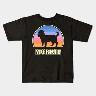 Morkie Vintage Sunset Dog Kids T-Shirt